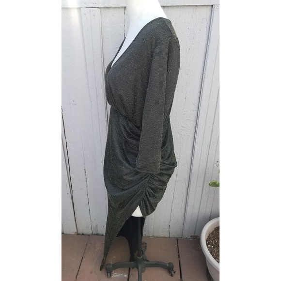 3x GOLD LONG SLEEVE SYMMETRICAL DRESS RUCHING - Picture 2 of 6